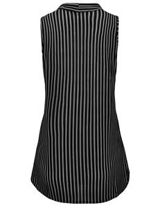 Venta caliente verano Casual Oficina plisado dobladillo sin mangas cuello en V señoras blusas y Tops vestido camiseta sin mangas para niñas mujeres Mujer - Product Image 4