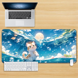Tapis de bureau extra large sur le thème du chat, tapis de souris et de clavier d'ordinateur mignon et amusant - Product Image 6
