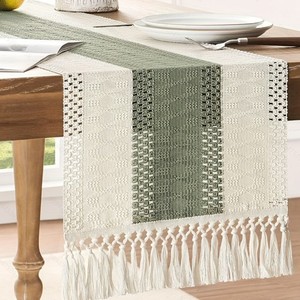 Nordic-style linen table runner, bed runner, knotted tassel, long tablecloth for living room TV cabinet, coffee table, tea mat - Product Image 2