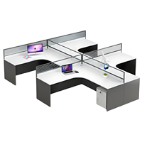 Poste de travail incurvé pour 3 personnes Poste de travail Mobilier exécutif moderne Bureaux pour chambre Table de séparation Design avec tiroirs