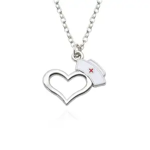 Небольшой заказ в западном стиле, креативное ожерелье в виде сердца, ожерелье медсестры из сплава для модных медицинских украшений, 2024 оптовая продажа