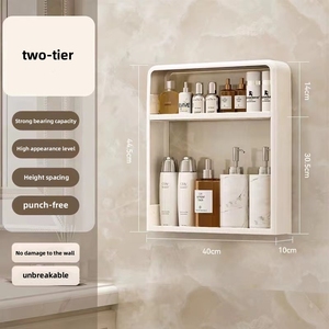 Étagère de rangement murale en plastique à <span class=keywords><strong>3</strong></span> couches pour salle de bain avec crochet de tiroir tringle à serviettes pour toilette organisateur d'épices de cuisine cosmétique - Product Image 4