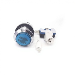 Kit de boutons poussoirs métalliques lumineux pour borne d'arcade, à latence nulle, chromés, avec inscriptions, pour manettes de jeu à monnayeur - Product Image 2