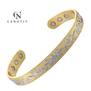 Bracelet en laiton pur plaqué <span class=keywords><strong>or</strong></span>, nouveau, puissant, Bio-santé, thérapie magnétique, en <span class=keywords><strong>cuivre</strong></span> pur - Product Image 1