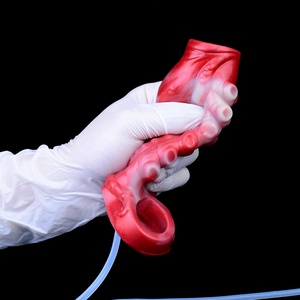 NNSX Squirting Penis Sleeve Male Cock Girth Enhancer Sleeve Soft Silicone Penis Enlargement Thick Knot <b>Dildo</b> Hollow Cock Ring - Product Image 5
