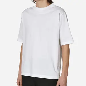 Camiseta de algodón Super Heavy 300gsm, camiseta gruesa de gran tamaño con hombro caído, cuello falso, camiseta de corte holgado