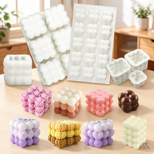 2026 3D Moldes De Silicona Para Velas Geometric Abstract Decorative Striped Bubble Silicone Soap Candle Mold for Candles Making - Product Image 1