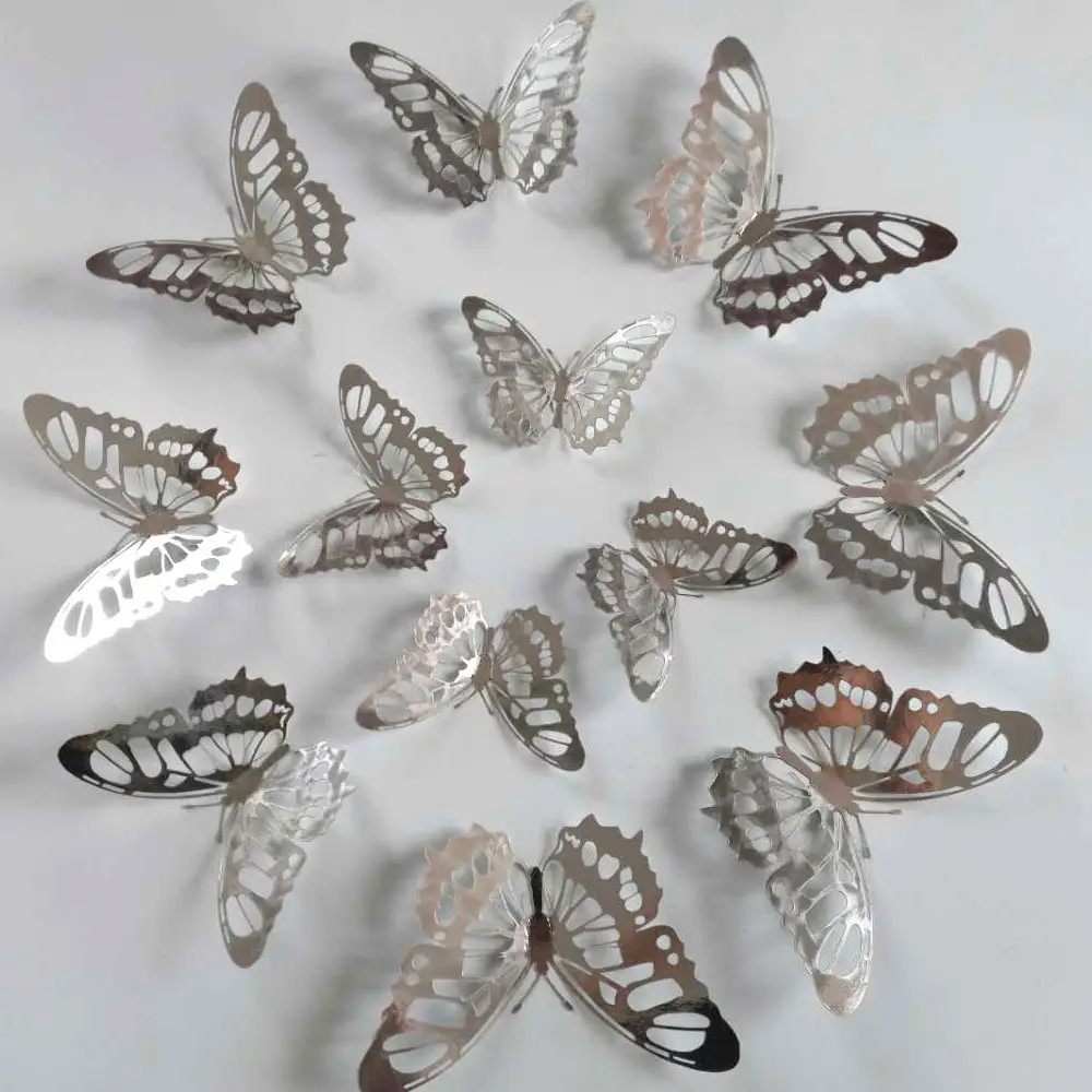 2020 High Quality decor bedroom acrylic 3d metal butterfly wall stickers