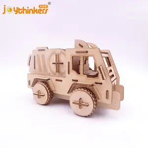 Oem Laser Cut Hoge Kosteneffectieve Vrachtwagen Kraan Diy Speelgoed 3d Houten Puzzel Doos Custom 3d Puzzel Vrachtwagen Kraan bouw Speelgoed Voor Kid