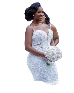 Vestido de Novia Bordado de Lujo con Tirantes Finos, Vestido de Novia Africano con Cuentas para Mujeres Maduras - Product Image 4