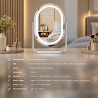 Miroir de maquillage ovale à LED avec éclairage, à intensité variable en continu, adaptateur 12V, cadre en fer, pour table, fourni par l'usine