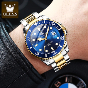 Reloj de Cuarzo para Hombre OLEVS 5885 con Esfera Azul Dorada, Resistente al Agua, con Calendario Completo, de Acero Inoxidable, Moderno - Product Image 4