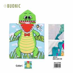 Serviette poncho crocodile pour enfants Buonic 60x120 cm avec capuche pour la plage et le bain Art1744 - Product Image 1