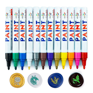 NOVISON Oil-based <b>Permanent</b> Ink Paint <b>Marker</b> Pen with Round Toe Brush Tip 8 Colors Fabric/Textile Material - Product Image 1