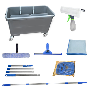 Chuyên nghiệp cửa sổ sạch hơn kính làm sạch kit công cụ thiết lập với xô giống cây chổi khăn Kính thiên văn Rod cho gương Gạch vv no.9803 - Product Image 1