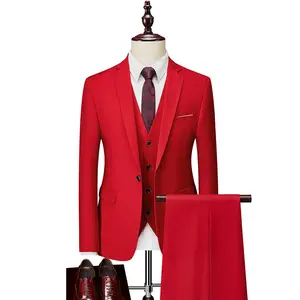 Casual business coat pant abito formale personalizzato da uomo 3 pezzi abiti da sposa da gentiluomo set sottile per abiti da uomo traspiranti
