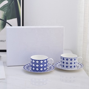 Wholesale European Style Luxury Bone China Double <b>Cup</b> <b>Saucer</b> for Afternoon <b>Tea</b> - Product Image 4
