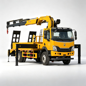 Chenglong 4x2 <b>Flatbed</b> Machinery Hauler With 8T Onboard Hydraulic Lifting Rig with Foldable Rear Ramps For Excavator Self-Loading - Product Image 1