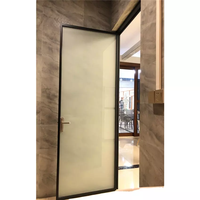 Portes d'entrée battantes en verre en aluminium moderne de haute qualité Porte de salle de bain moderne en aluminium Porte battante