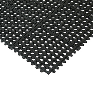 <span class=keywords><strong>Tapis</strong></span> de sol connectable robuste pour sols de <span class=keywords><strong>cuisine</strong></span> ou d'atelier mouillés et gras, 3x3, noir et <span class=keywords><strong>rouge</strong></span>, en caoutchouc antidérapant, à emboîtement - Product Image 3