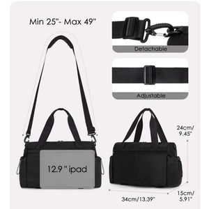 Custom Logo <strong>Gymbags</strong> Tote Bag Small Gym Bag for <strong>Women</strong> with Yoga Mat Holder and Wet Compartment - Product Image 4