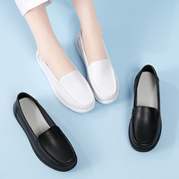 Chaussures de travail médicales pour femmes, en cuir véritable, antidérapantes, légères, pour infirmières et médecins, noir et blanc, pointures 34-42