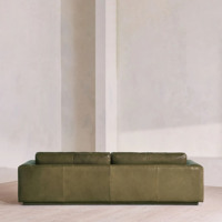 Canapé italien minimaliste en cuir mousse, 3 places, accoudoirs droits, assise profonde, meubles de salon confortables pour maison, villa, hôtel, loft