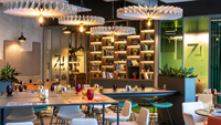 Lumière décorative commerciale, éclairage d'intérieur, éclairage acoustique en feutre absorbant le son, lampe en forme de fleur, lustres en feutre
