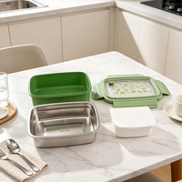 Boîte à lunch portable, étanche, micro-ondable, 800 ml, écologique, de qualité alimentaire, avec couvercles en plastique pour enfants, étudiants, employés de bureau, maison