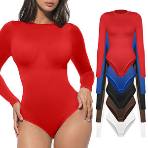 ملابس داخلية نسائية طويلة الأكمام من هيكسين، بدلة تشكيل الجسم قطعة واحدة بدون خياطة، ملابس داخلية تنفسية للرقبة - Product Image 1