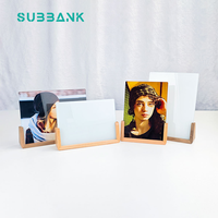 Subbank Cadre photo en bois vierge pour sublimation, plateau de base en verre pour artisanat, personnalisable DIY, décoration intérieure, souvenir