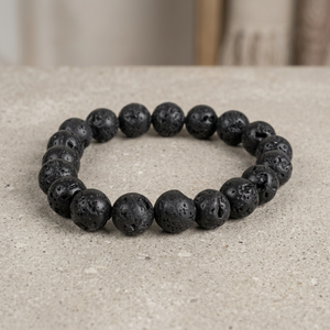 Bracelet en perles de pierre de lave noire naturelle de 8mm en gros corde élastique réglable avec accessoire de style bracelet en perles en vrac - Product Image 3