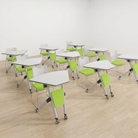 Bureau mobile, table d'ordinateur pliable, table de classe portable, table de conférence combinée, bureau de formation moderne avec roulettes