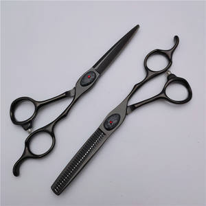 Tijeras de Peluquería Personalizables de 6 Pulgadas, Tijeras de Entresacar de Acero Inoxidable 440C para Diestros, Tijeras Planas con Acabado en Negro - Product Image 5