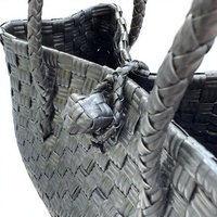 Sac fourre-tout en rotin synthétique noir tissé à la main, écologique, sac de plage d'été, style vintage, grande capacité, sacs à main quotidiens