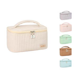 Sac de toilette de voyage pour femmes, sac de maquillage en cuir PU matelassé à fermeture éclair, tendance, grande capacité, nouveauté 2024 - Product Image 1