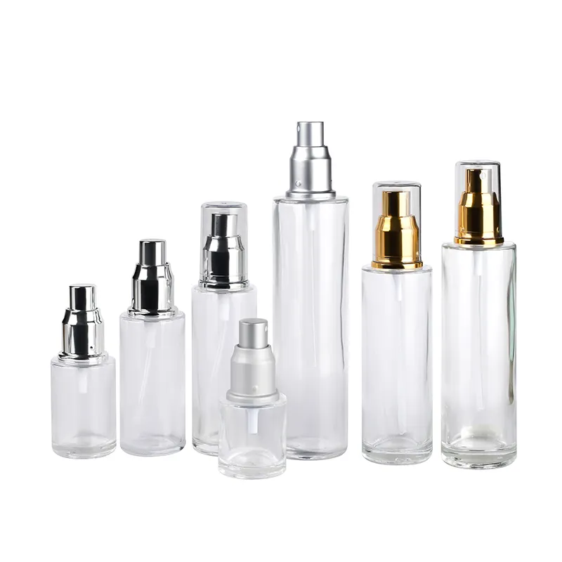 cheap 20ml 30ml 50ml 100ml 120ml 150ml Flat Shoulder Round Empty Serum Glass Lotion spray Bottles Cosmetic Packing