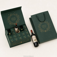 Boîte de calendrier de l'avent de Noël personnalisée, 24 tiroirs, emplacement pour bouteille de vin, boîte en carton de luxe pour coffret cadeau de Noël, vente en gros