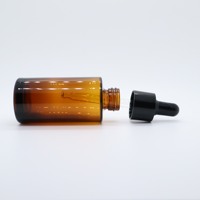 Flacons compte-gouttes en verre de sérum d'huile essentielle cosmétique ambre de 30ml 50ml 100ml avec bouchon de pipette