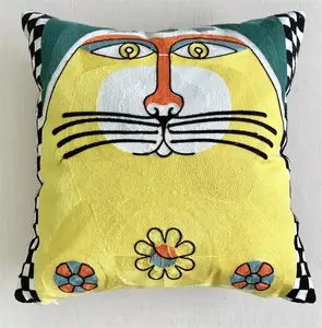 Wholesale Picasso Inspired Abstract Embroidery Square Throw Pillow Cover Home Balcony Decorative Cushion Case For Couch Hotel