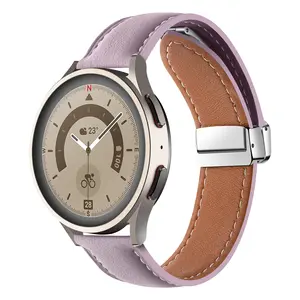 Nueva hebilla plegable magnética de lujo 20mm 22mm hombres mujeres reloj banda magnética de cuero para Samsung Galaxy Watch 6 5 Band