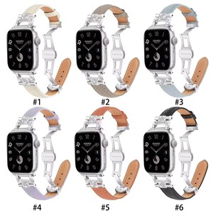 <span class=keywords><strong>Bracelet</strong></span> de montre en <span class=keywords><strong>cuir</strong></span> véritable fin de haute qualité pour Apple Watch Ultra2, <span class=keywords><strong>bracelet</strong></span> de montre pour femme en acier inoxydable avec diamants - Product Image 6
