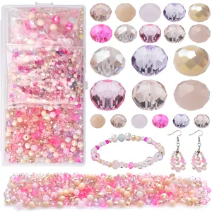 Zhubi Misty Rose Glass Round Beads 1000pcs Design unico Pink Crystal Rondelle Beads per bracciale artigianato fai da te Kit per la creazione di gioielli