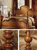 Ensemble de meubles de chambre à coucher et de lit en bois massif directement de l'usine, lit king-size de style américain, adapté aux maisons, villas et hôtels