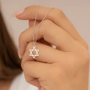 Factory Wholesale 316l Stainless Steel Delicate Magen David Necklace Nickle Free Chic Star Of David Charm Necklace