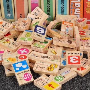 Bloques de Construcción Educativos de Madera para Niños, con Letras del Alfabeto, Pinyin de Doble Cara, Dominós, Señales de Tráfico y Vehículos - Product Image 2