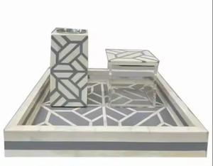 Taburete con incrustaciones de madreperla con acabado pulido de resina azul, forma redonda, diseño único, excelente calidad para sentarse - Product Image 1