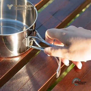 Kingpool Modern Outdoor Stainless Steel Camping Cooking Pot Pan Portable Lightweight Triply <b>Cookware</b> Set Utensils Gas Induction - Product Image 6