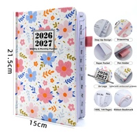 Carnet de planification hebdomadaire et mensuelle A5 floral à couverture rigide avec marque-page en ruban, agenda personnalisé, vente en gros d'usine 3482