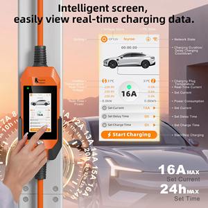 Cargador Portátil para Vehículos Eléctricos Feyree de 11 kW, Trifásico, Tipo 2, Pantalla Táctil Inteligente de 4.3 Pulgadas, WiFi, Aplicación para Tesla, Cargador EVSE de CA con Adaptador - Product Image 4